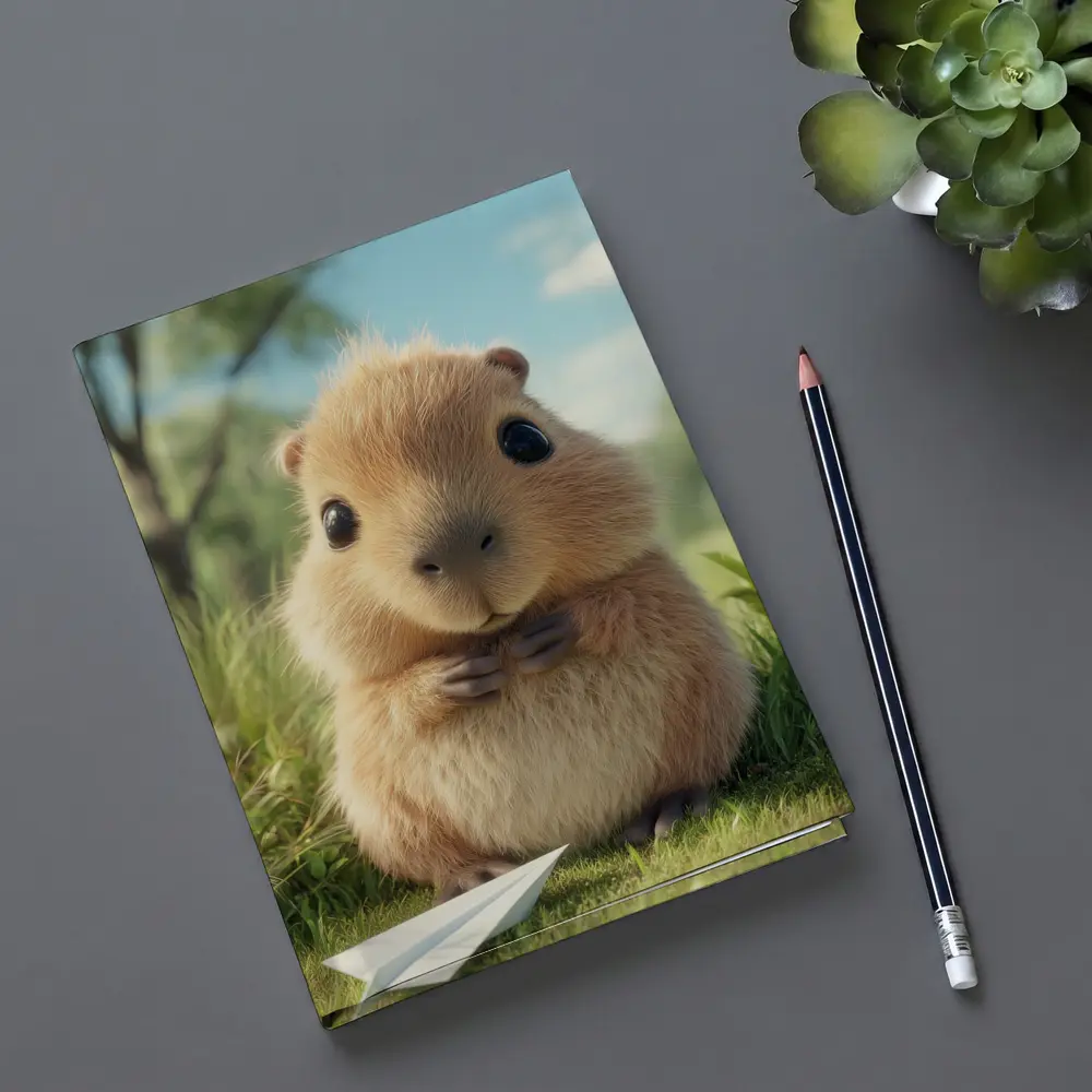 Cute Guinea Pig With Paper Airplane Outdoors – Notebooks