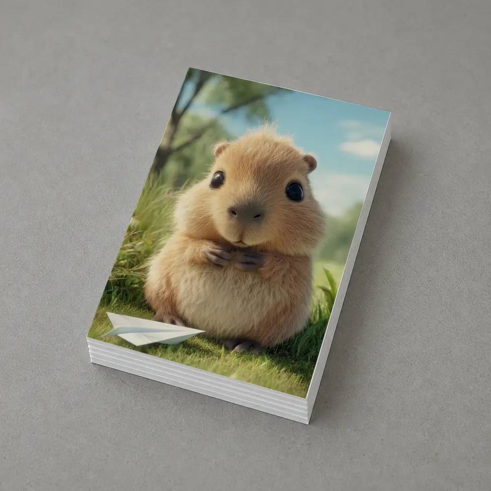 Cute Guinea Pig With Paper Airplane Outdoors – Postcards
