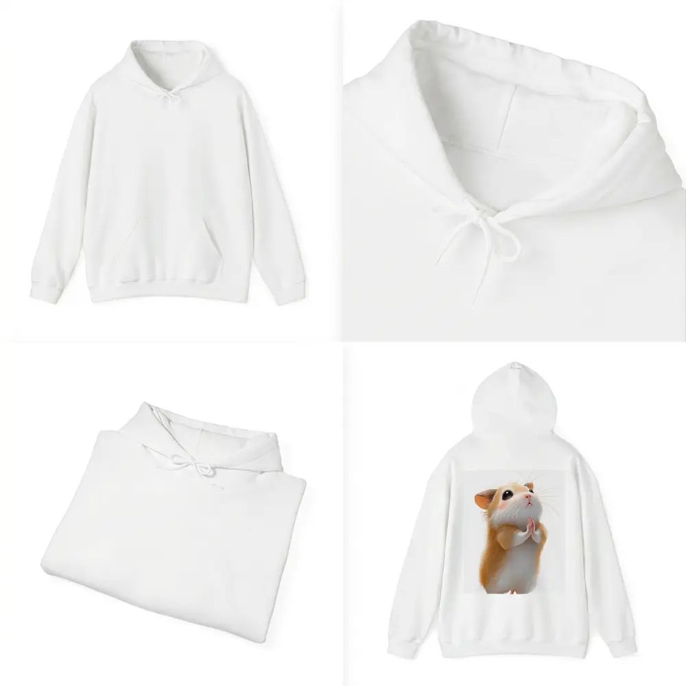 Praying Hamster Cute Animal White Background – Hoodies