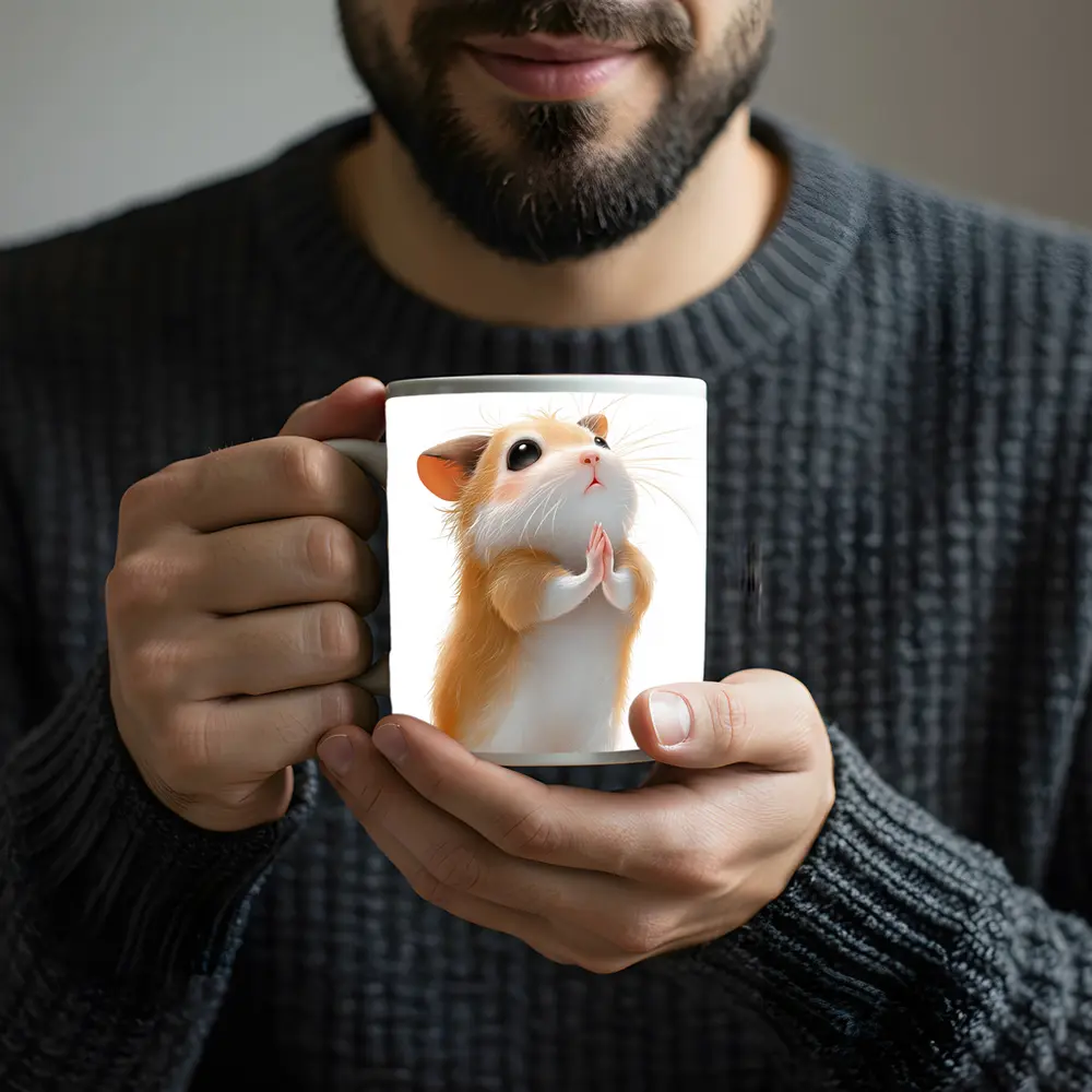 Praying Hamster Cute Animal White Background – Mugs