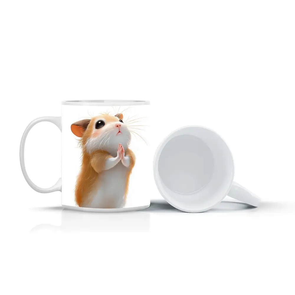 Praying Hamster Cute Animal White Background – Mugs