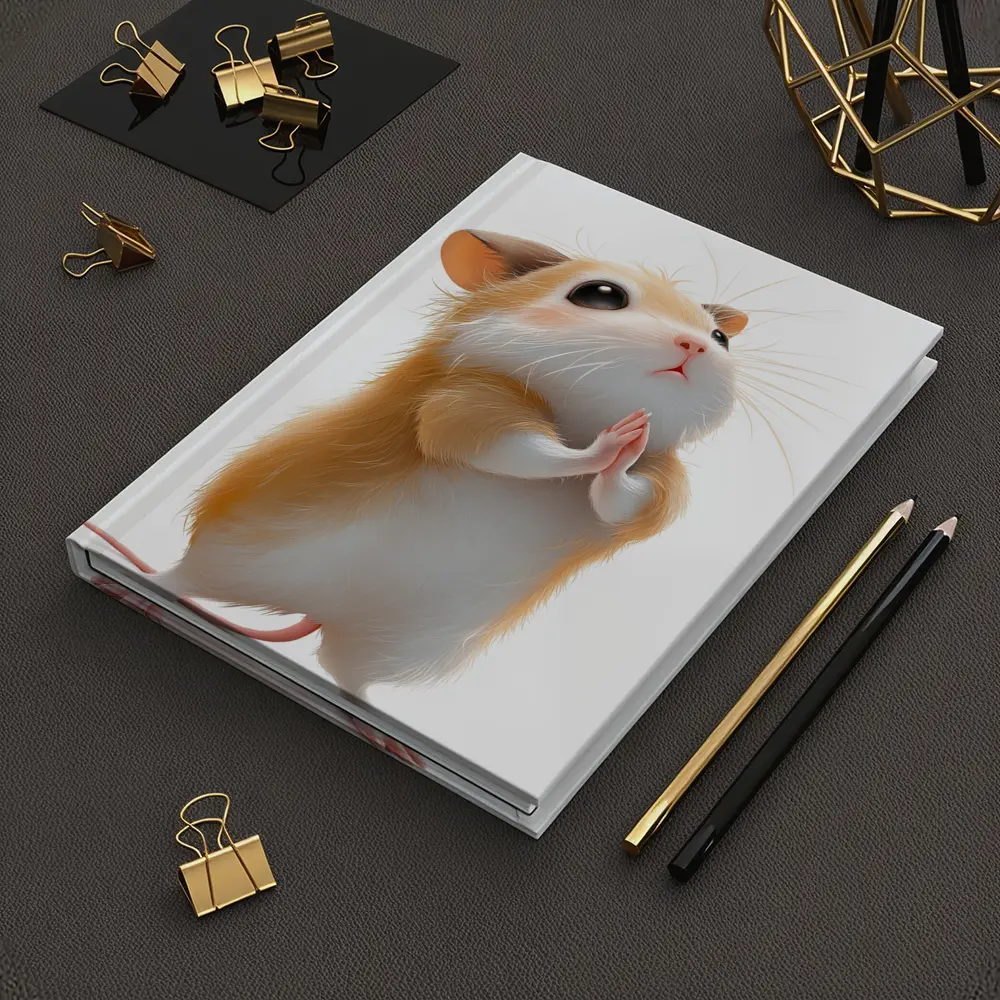 Praying Hamster Cute Animal White Background – Notebooks