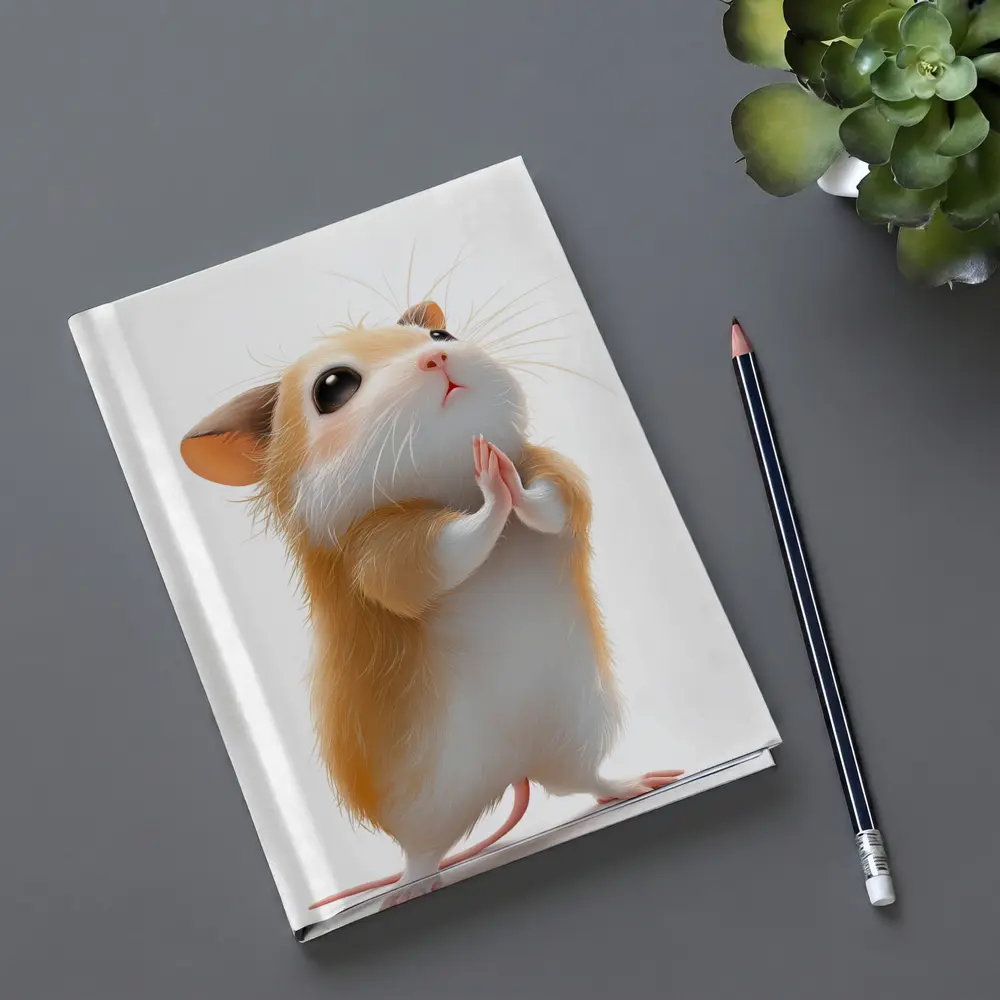 Praying Hamster Cute Animal White Background – Notebooks
