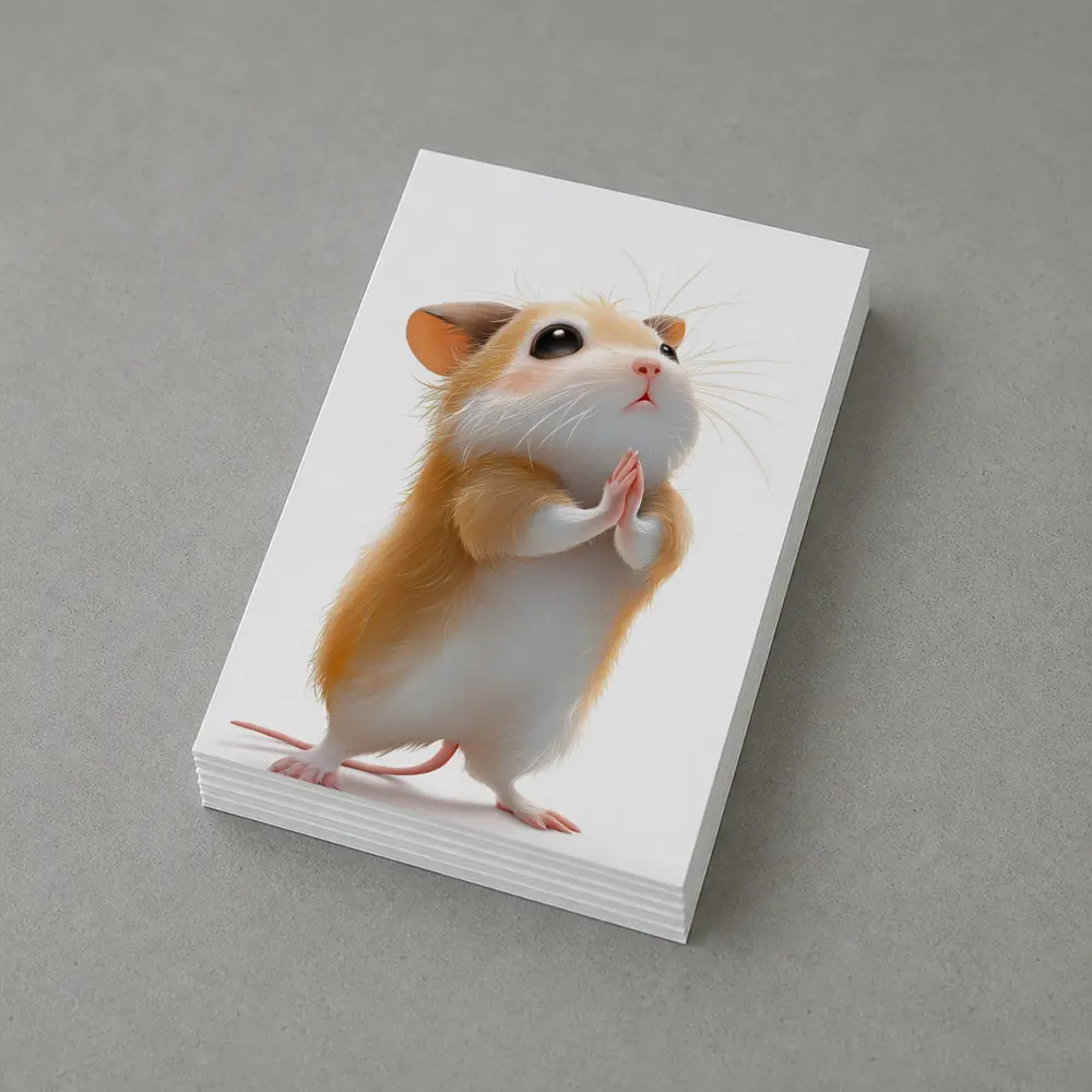 Praying Hamster Cute Animal White Background – Postcards