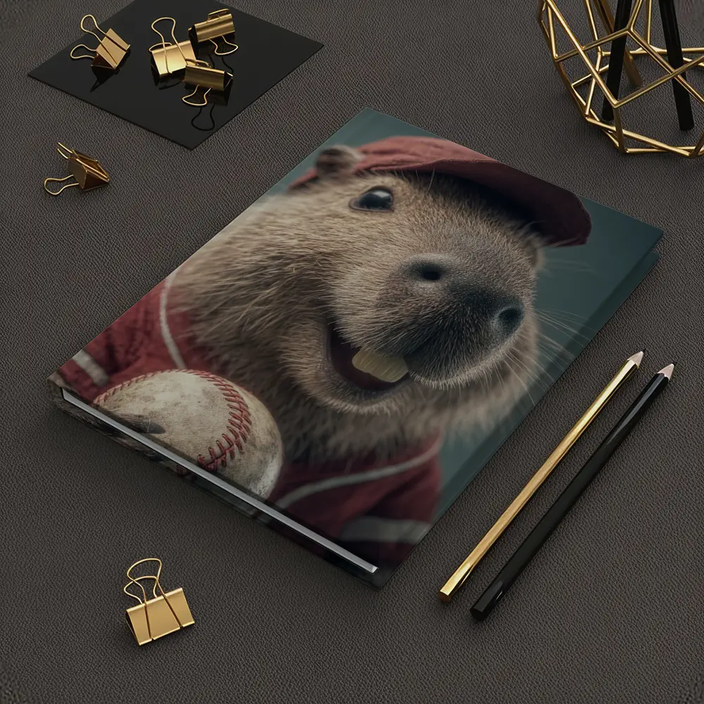 Capybara Baseball Player Wearing Red Uniform – Notebooks