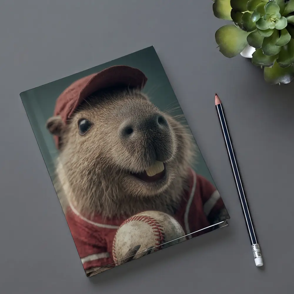 Capybara Baseball Player Wearing Red Uniform – Notebooks