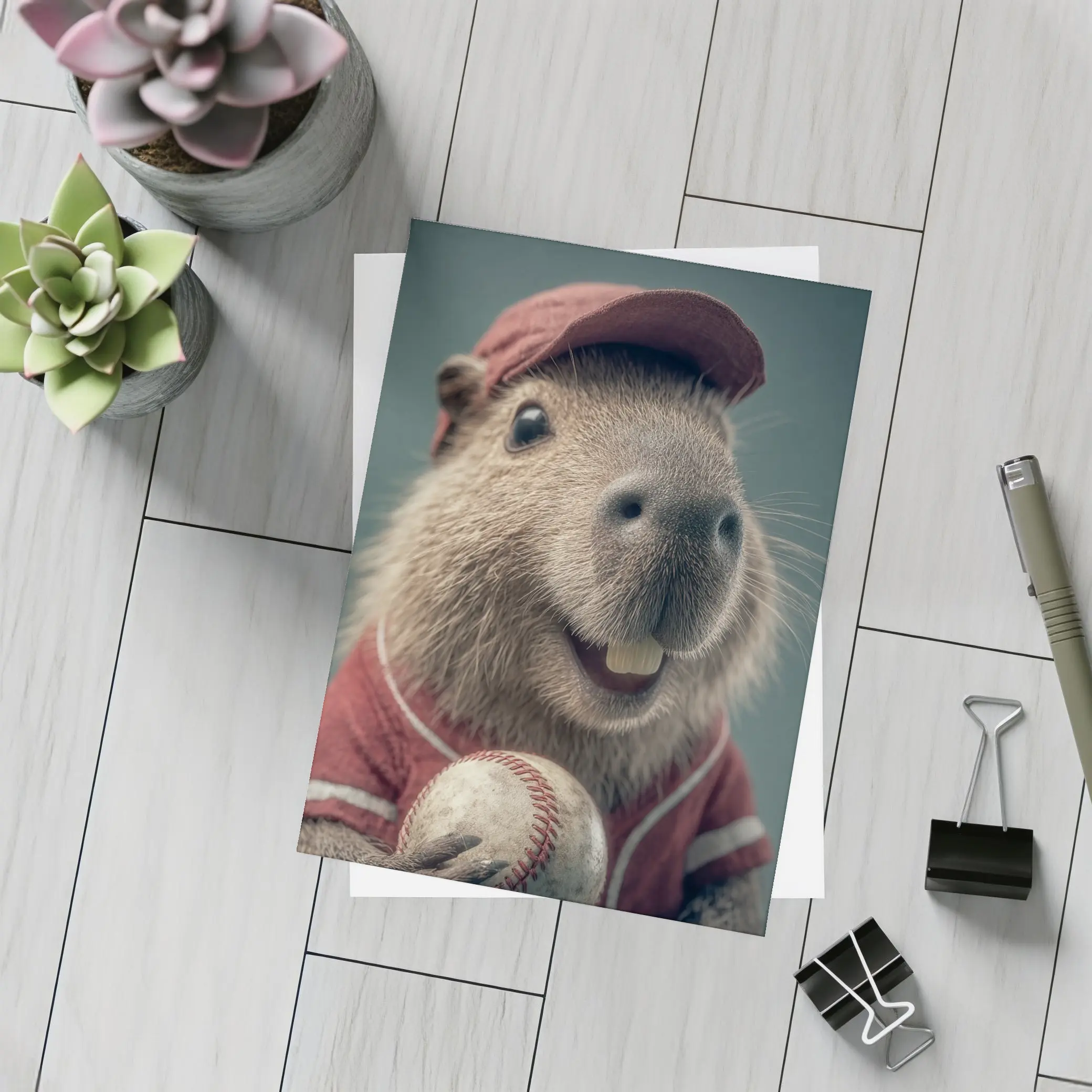 Capybara Baseball Player Wearing Red Uniform – Postcards