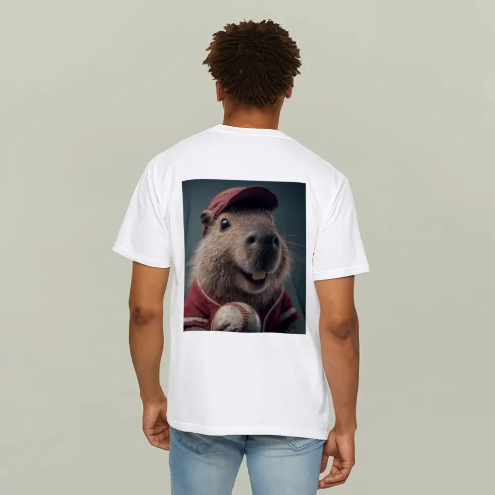 Capybara Baseball Player Wearing Red Uniform – T-Shirts
