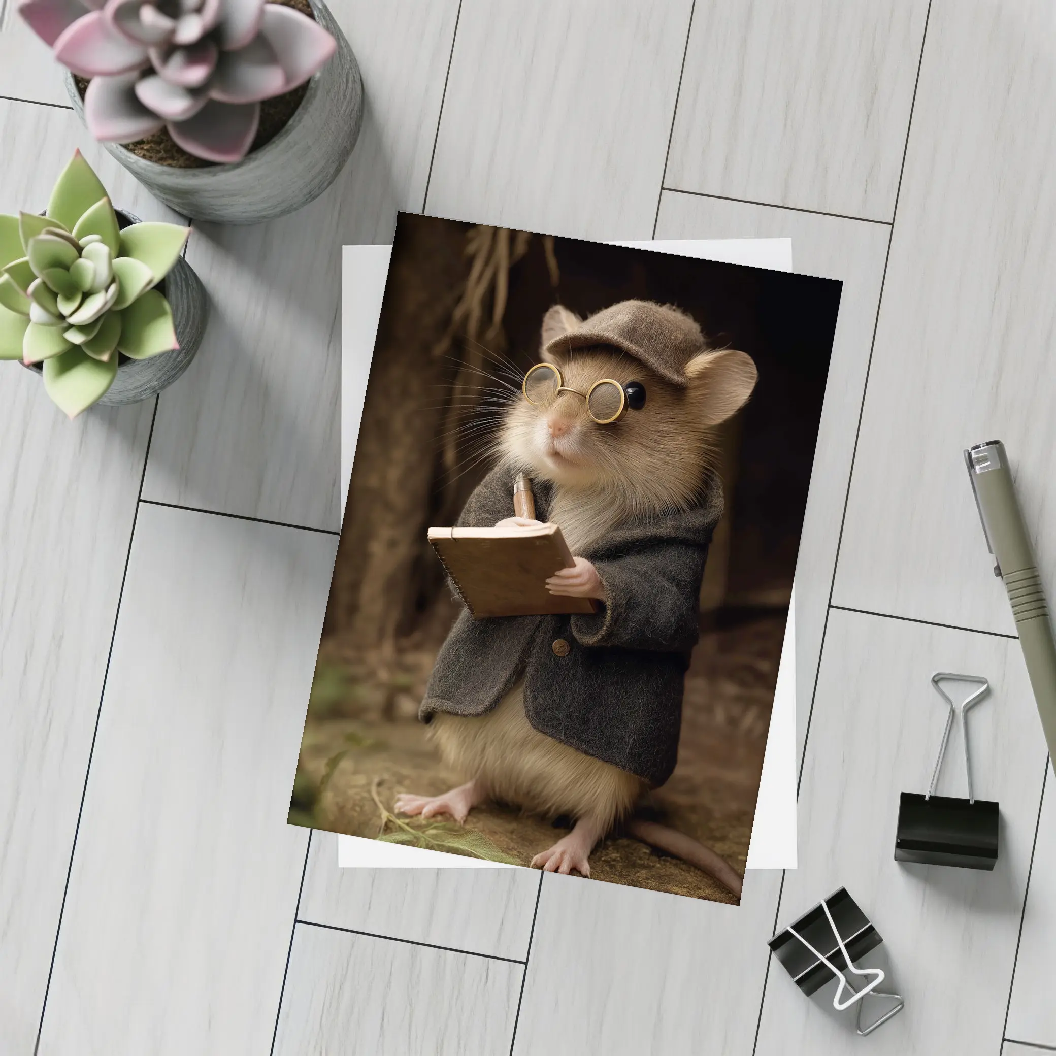 Scholarly Mouse With Book Dark Forest – Postcards
