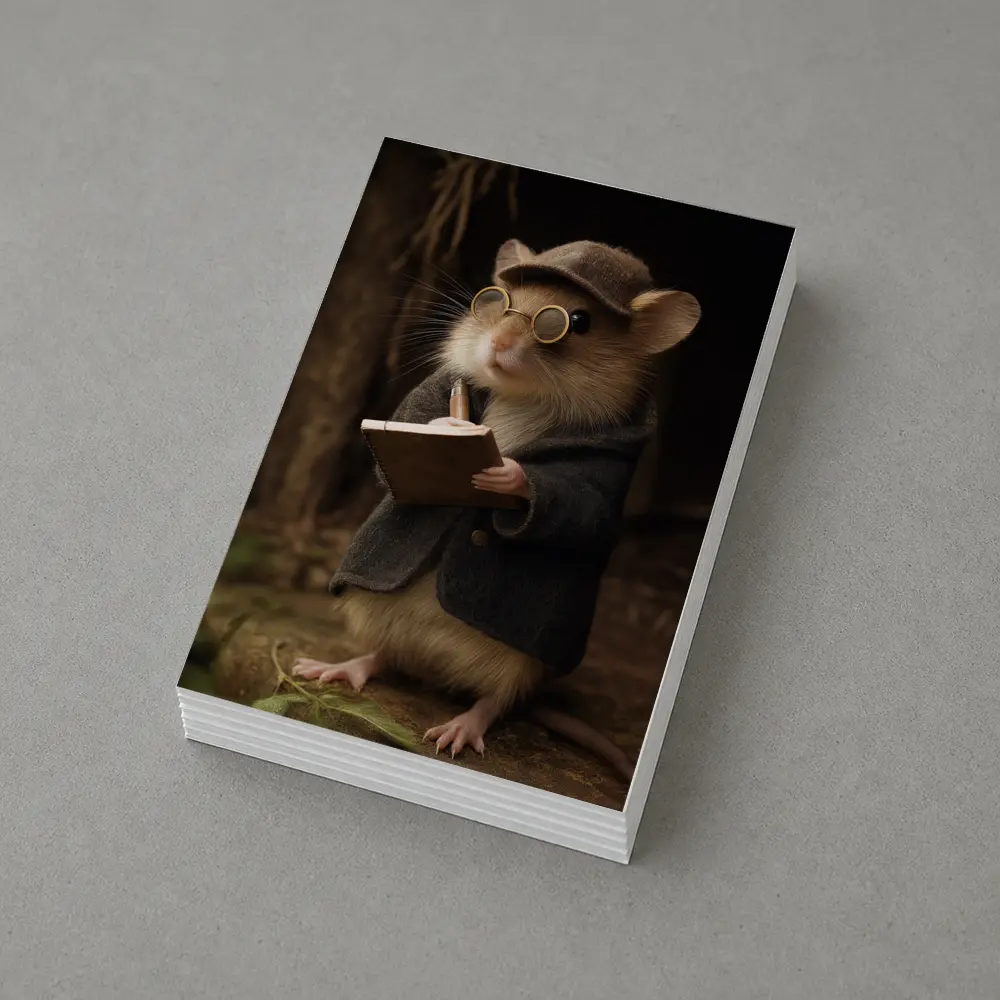 Scholarly Mouse With Book Dark Forest – Postcards
