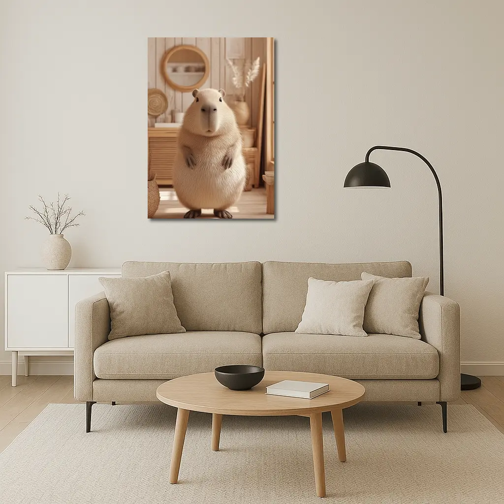 Capybara Standing In Cozy Boho Interior – Wall Art