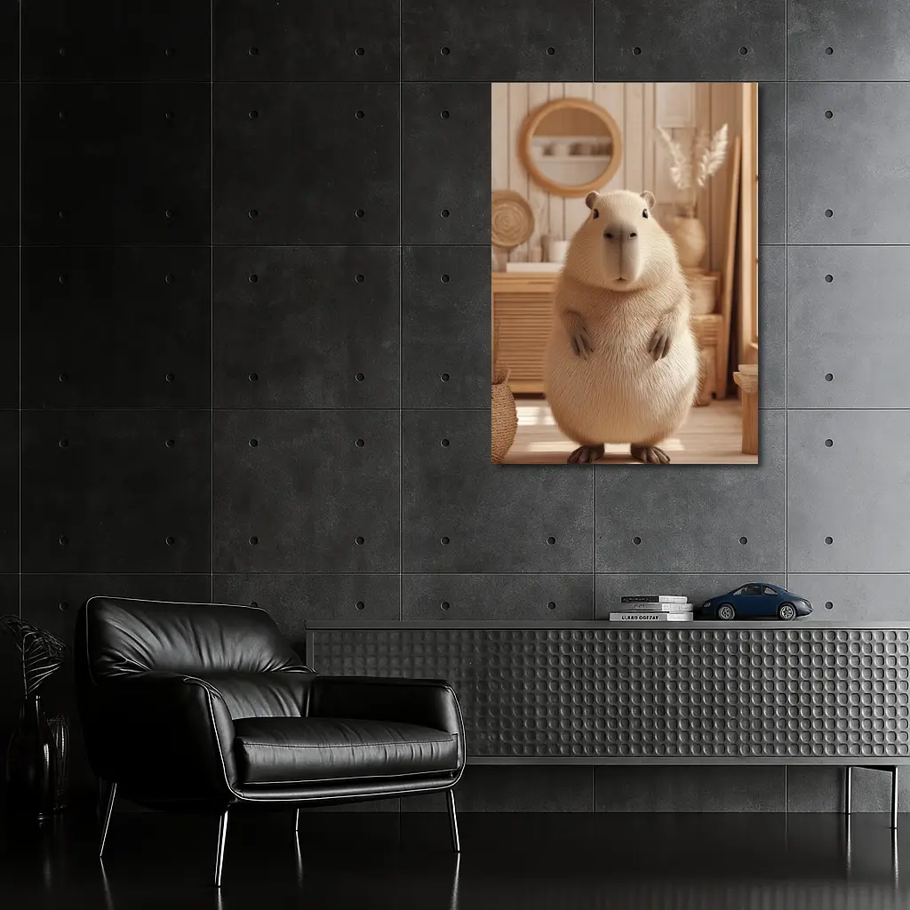 Capybara Standing In Cozy Boho Interior – Wall Art