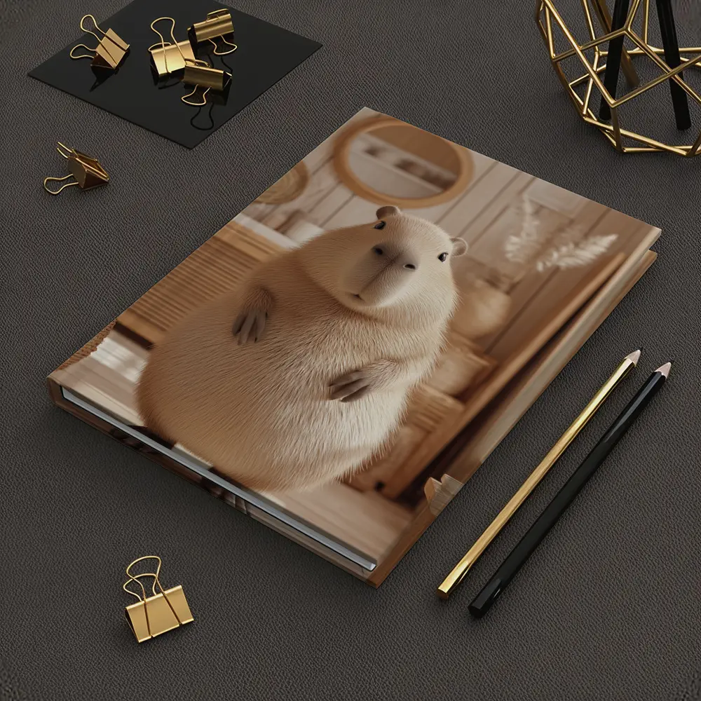 Capybara Standing In Cozy Boho Interior – Notebooks