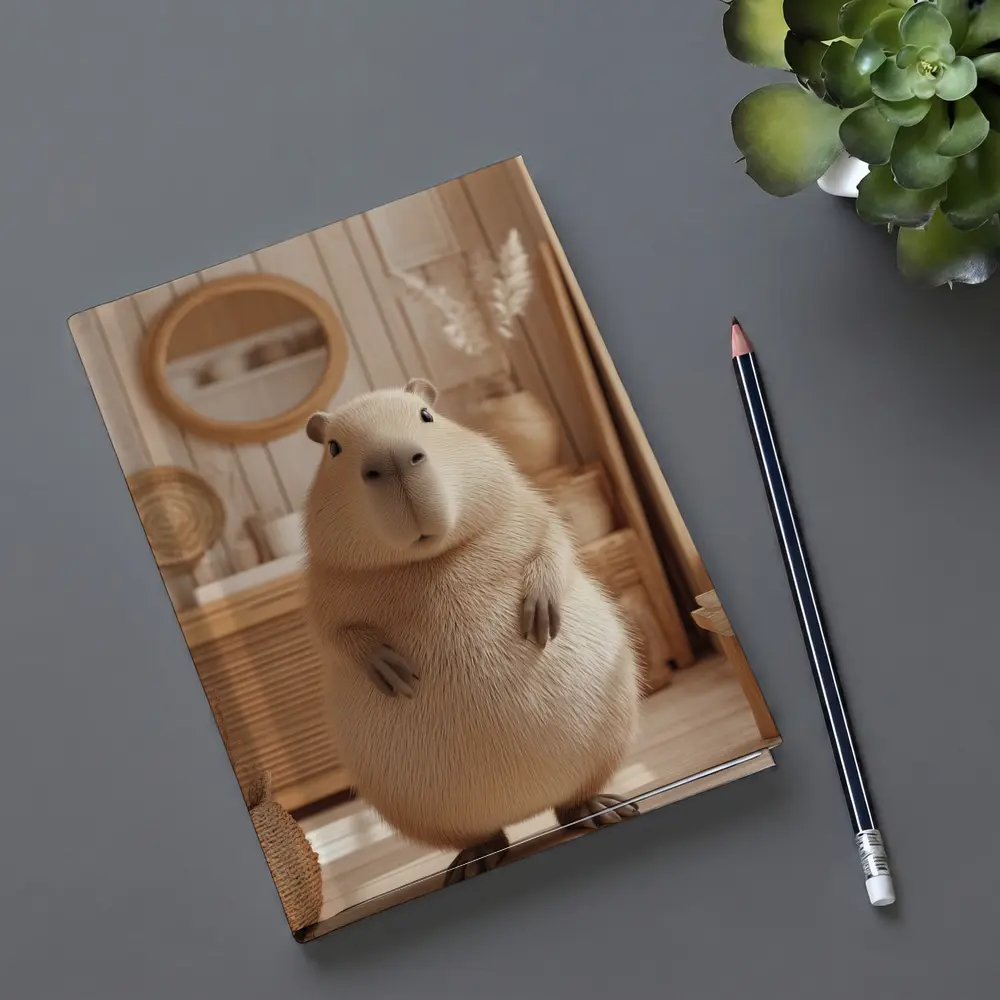 Capybara Standing In Cozy Boho Interior – Notebooks