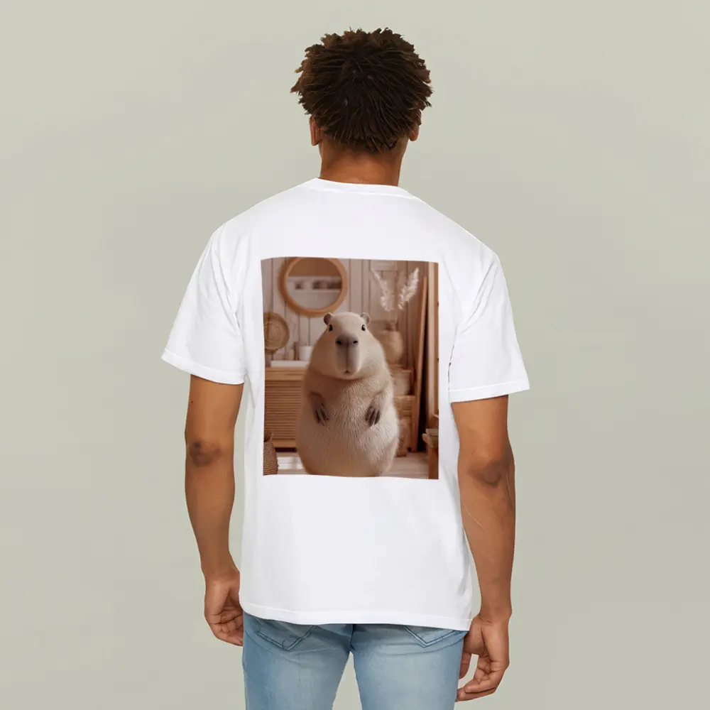 Capybara Standing In Cozy Boho Interior – T-Shirts