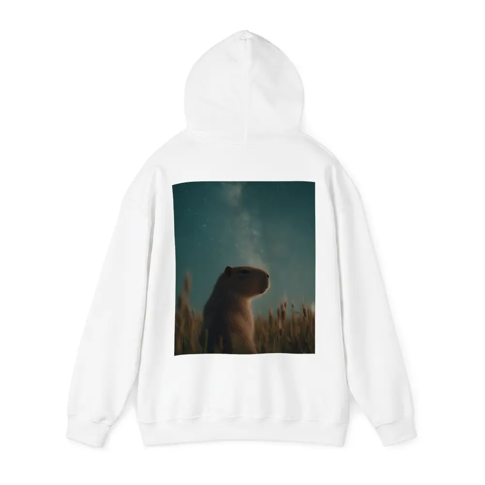 Capybara Sitting In Field Starry Night – Hoodies