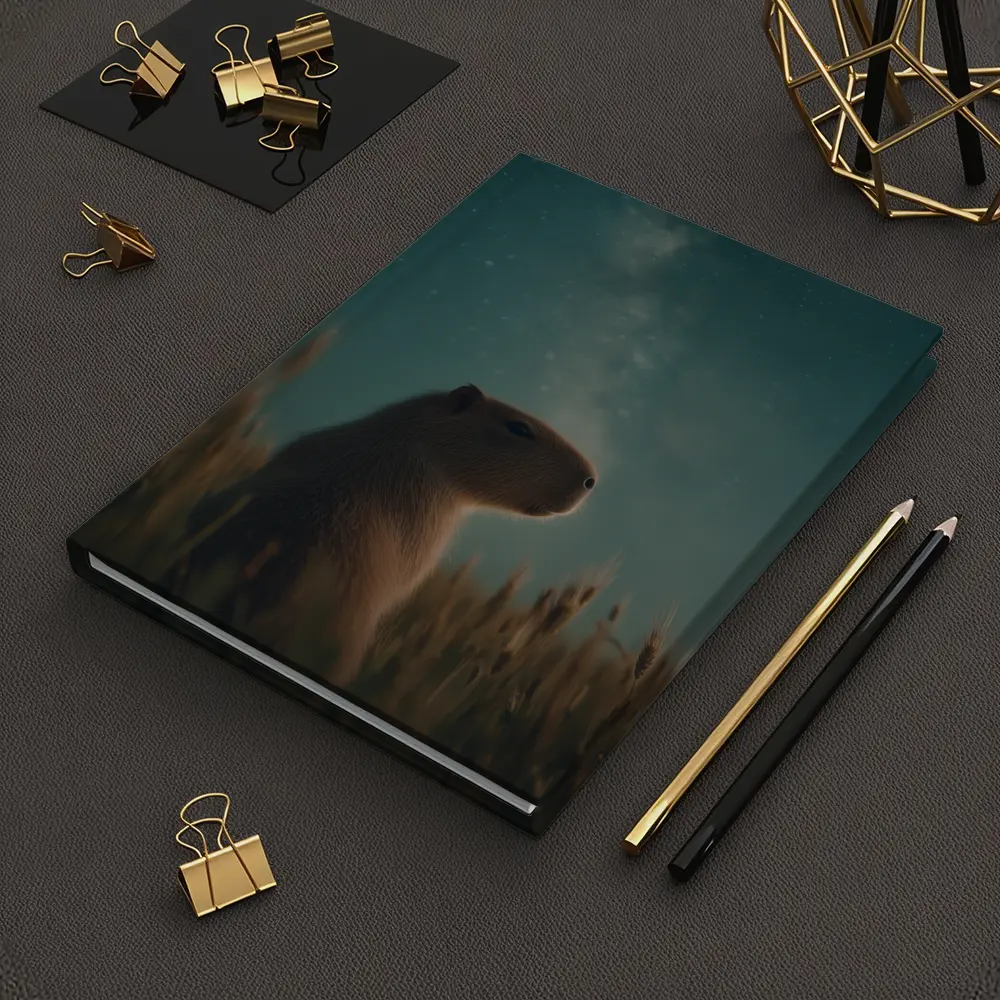 Capybara Sitting In Field Starry Night – Notebooks