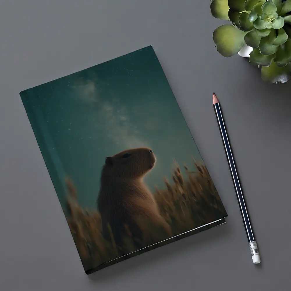 Capybara Sitting In Field Starry Night – Notebooks