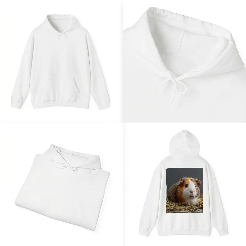 Tricolor Guinea Pig Sitting In Hay – Hoodies