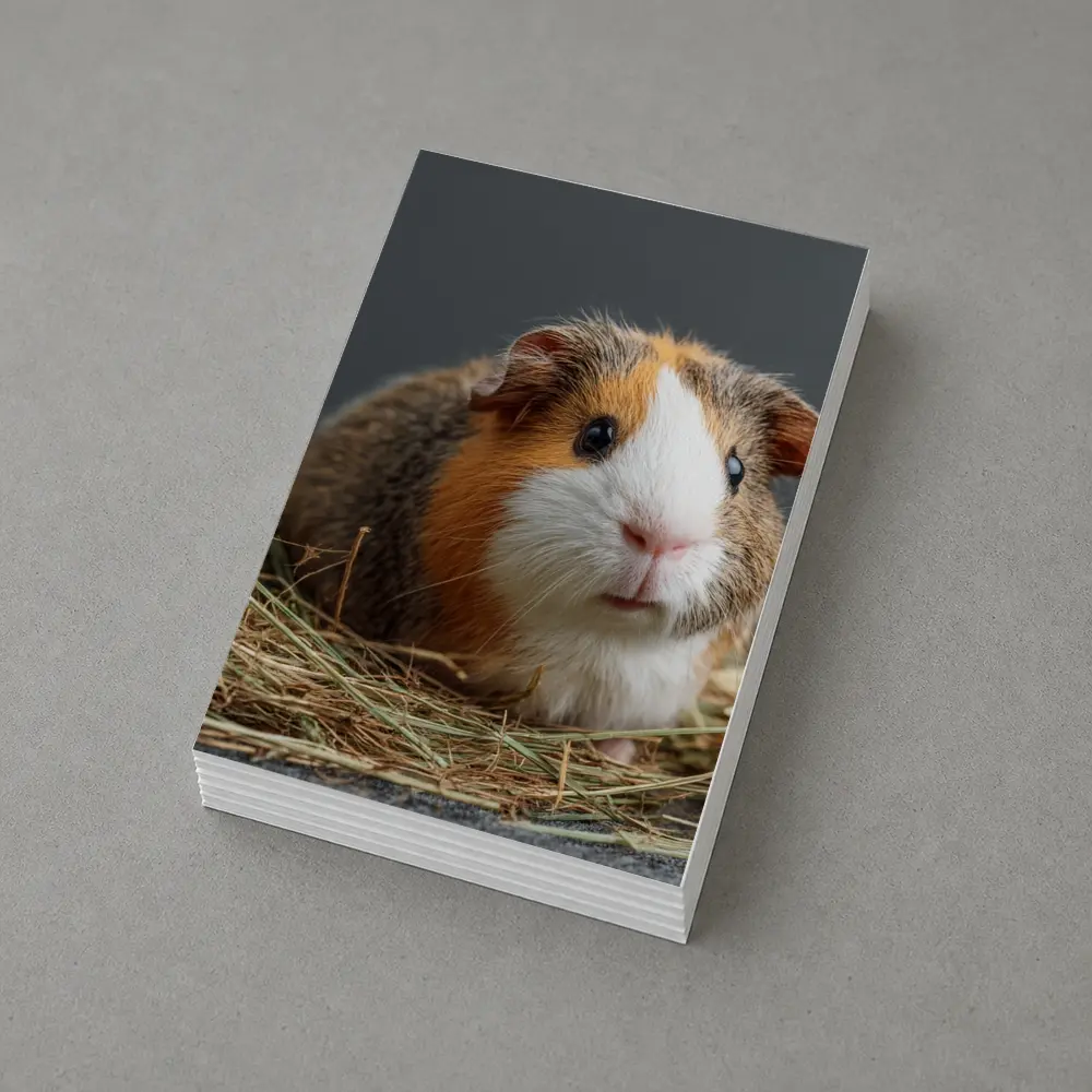 Tricolor Guinea Pig Sitting In Hay – Postcards