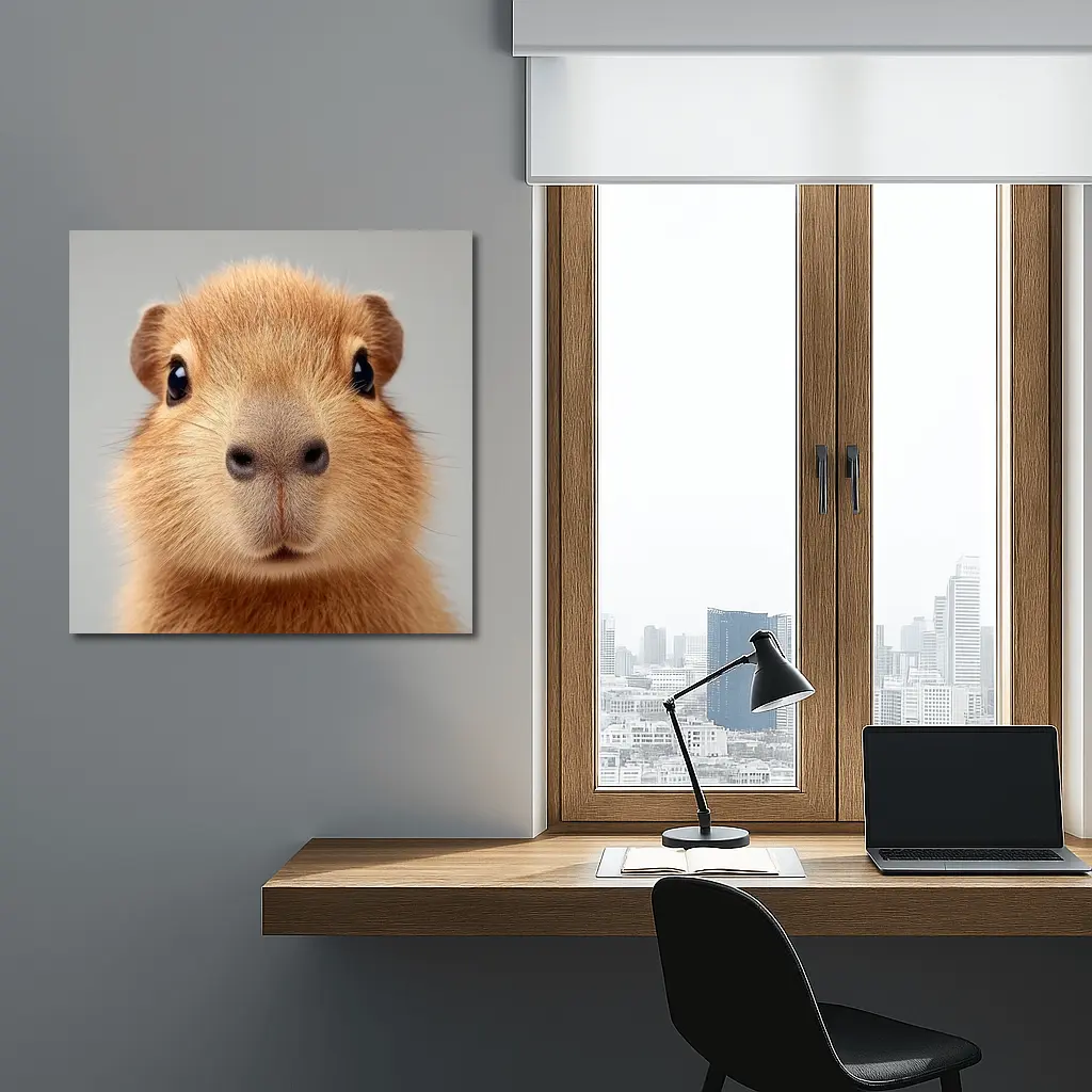 Capybara Close Up Portrait Gray Background – Wall Art