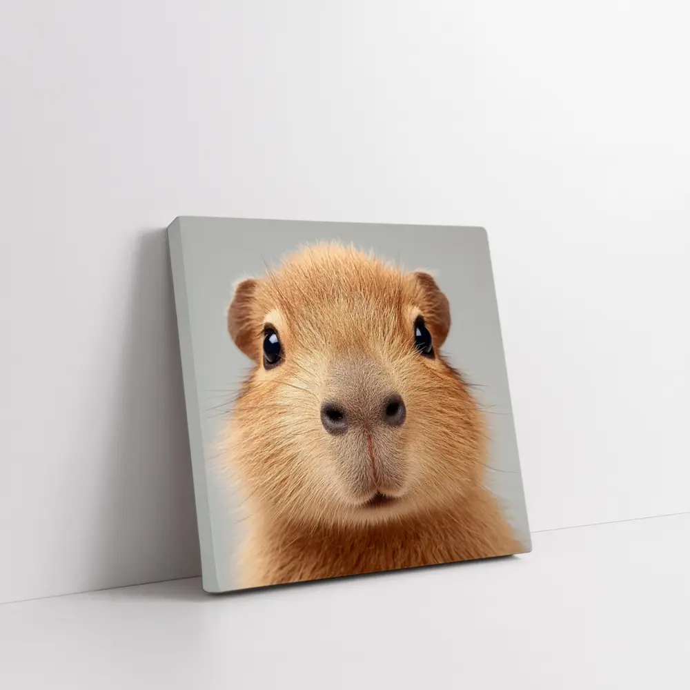 Capybara Close Up Portrait Gray Background – Wall Art