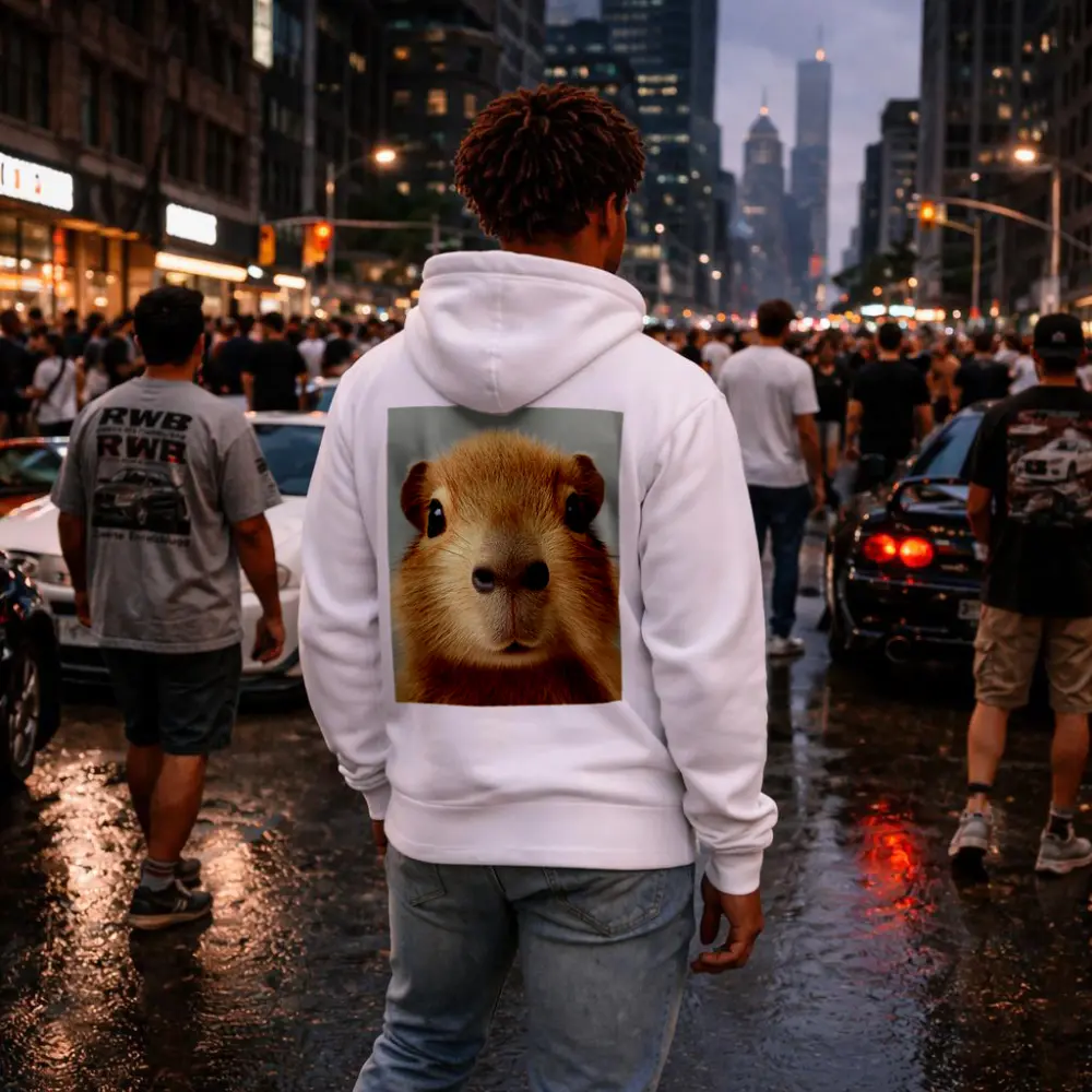 Capybara Close Up Portrait Gray Background – Hoodies