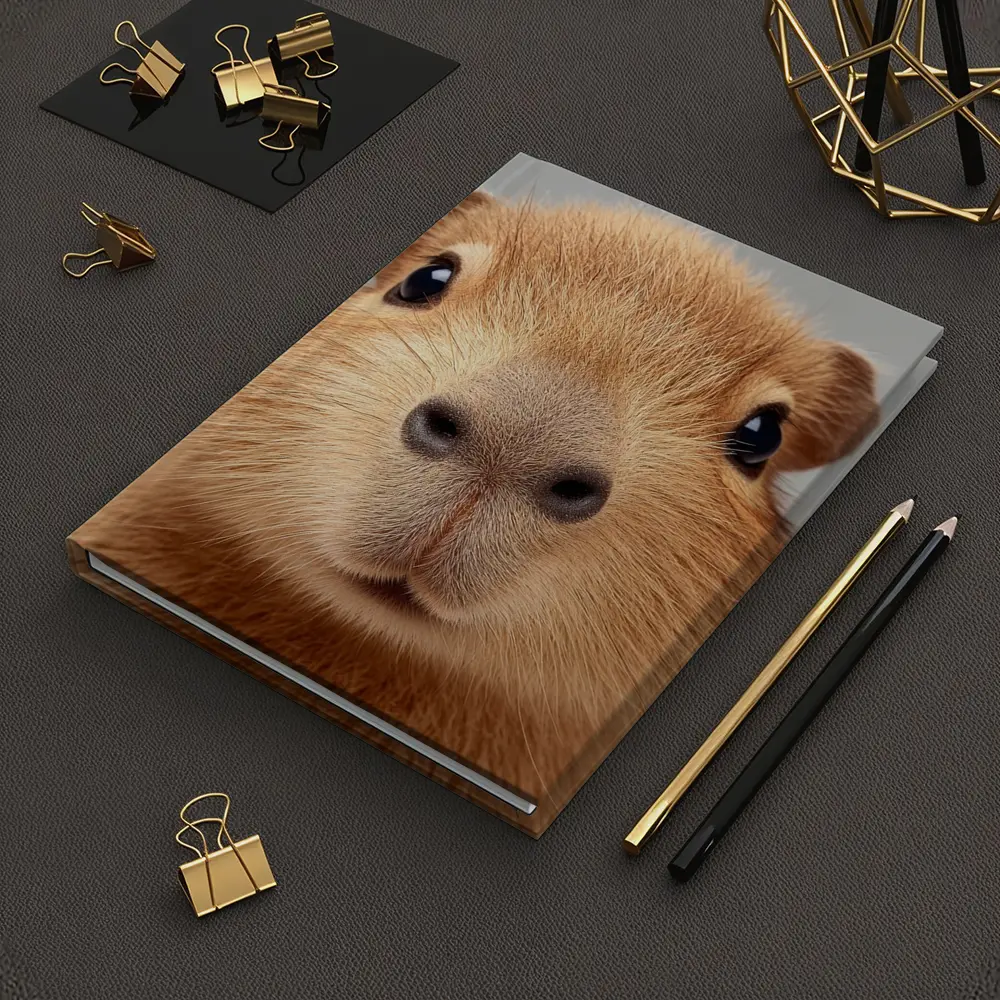 Capybara Close Up Portrait Gray Background – Notebooks