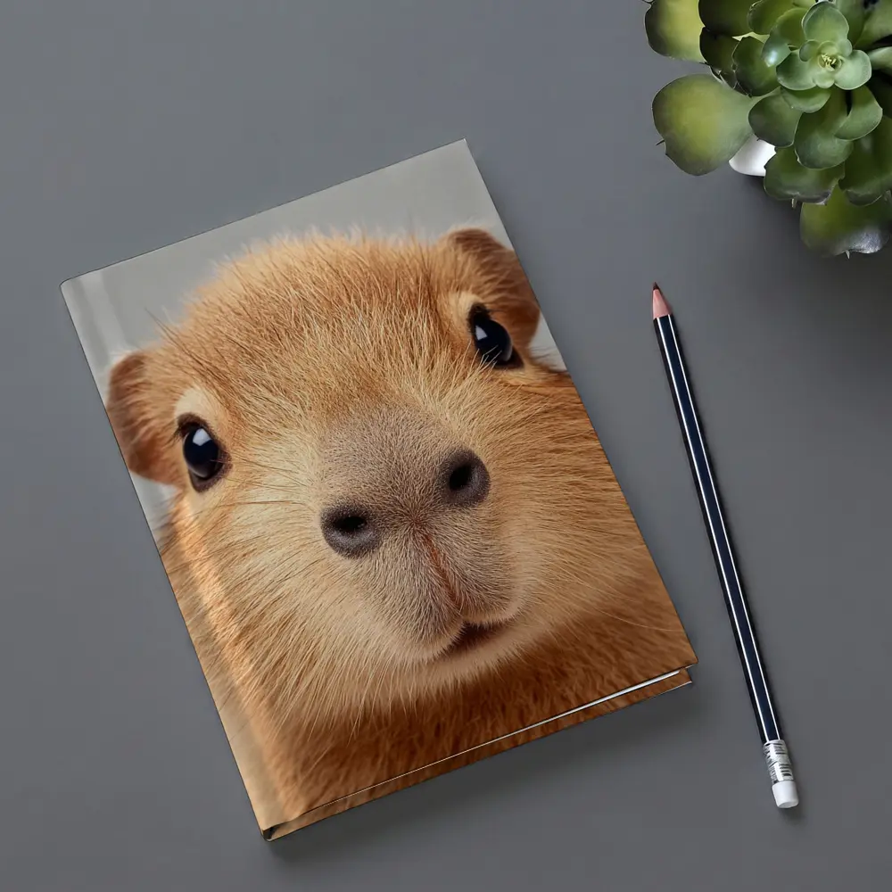 Capybara Close Up Portrait Gray Background – Notebooks