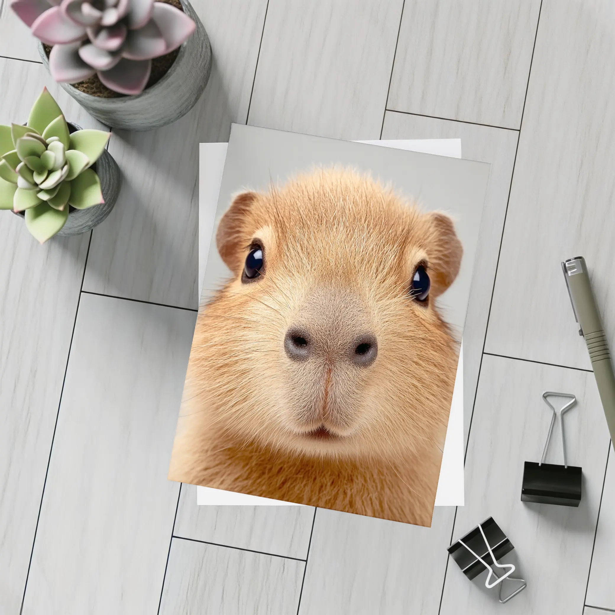 Capybara Close Up Portrait Gray Background – Postcards