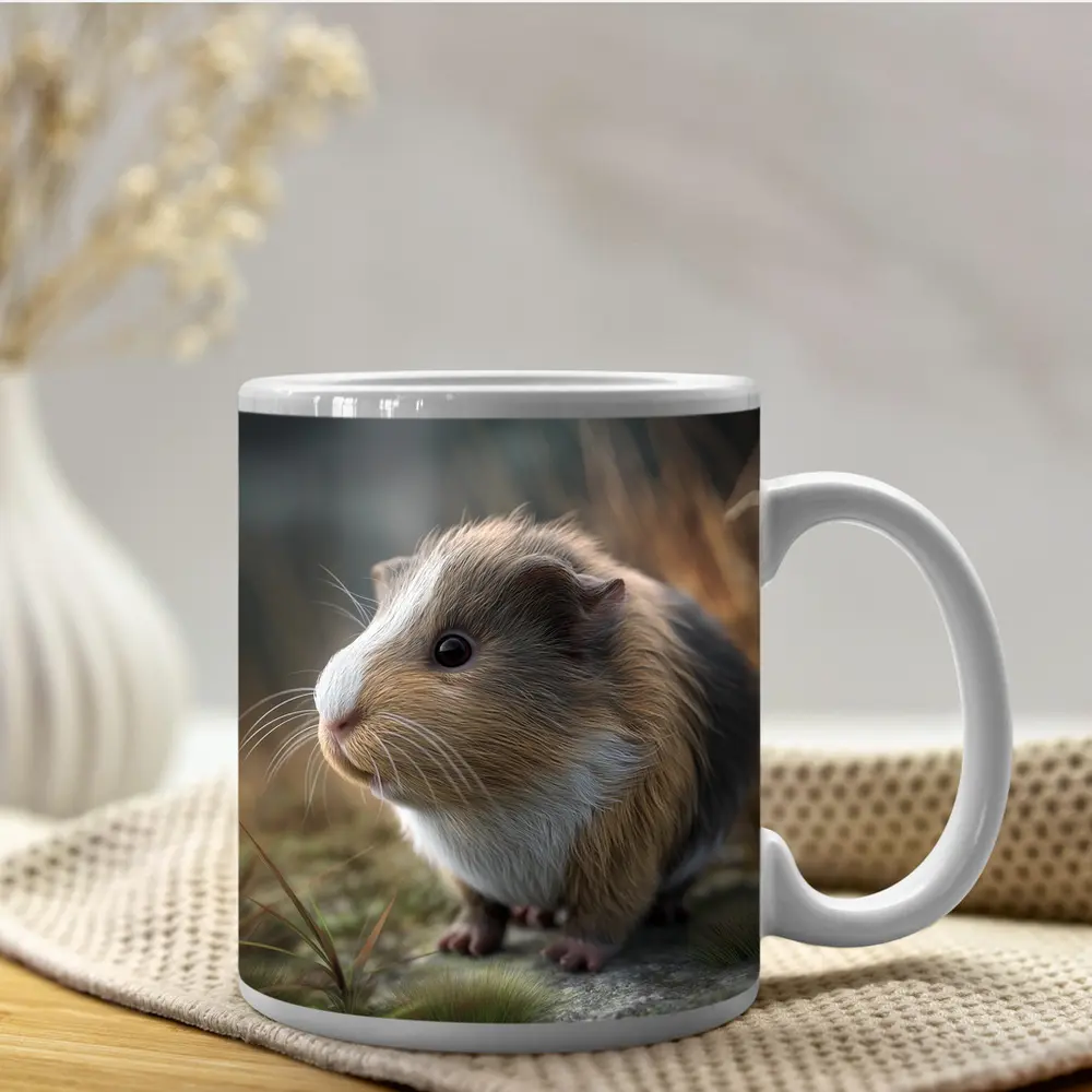 Guinea Pig Close Up Outdoor Grass Setting – Mugs