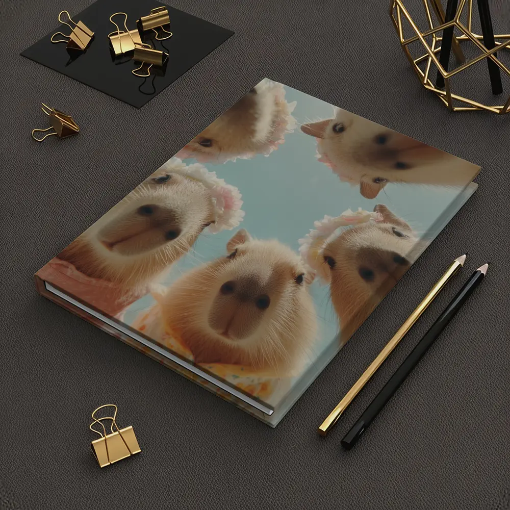 Cute Capybaras In Floral Outfits Sky – Notebooks