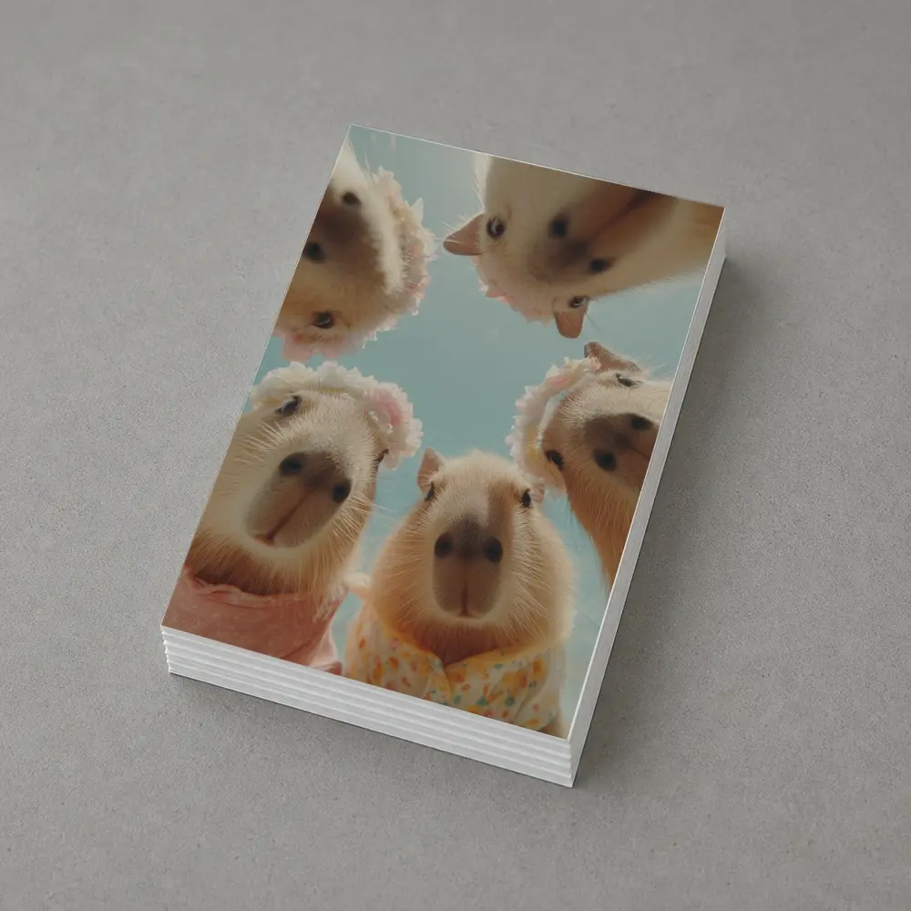 Cute Capybaras In Floral Outfits Sky – Postcards