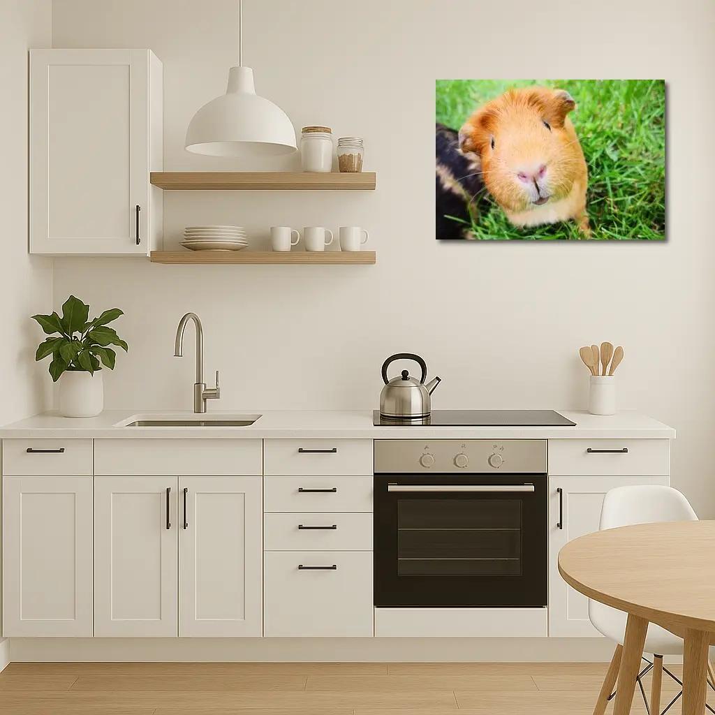 Guinea Pig Close Up Green Grass Background – Wall Art