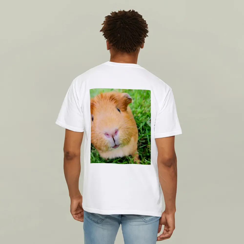 Guinea Pig Close Up Green Grass Background – T-Shirts