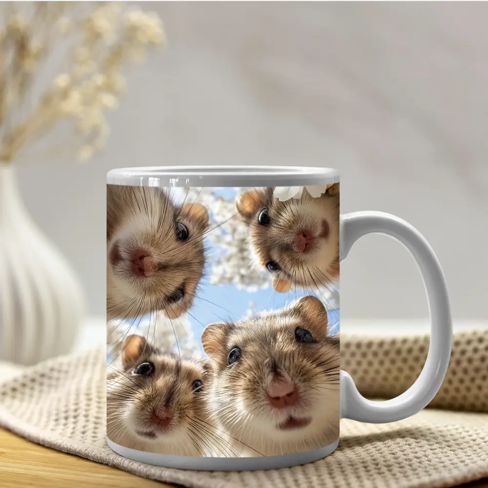 Four Hamsters Looking Up Cherry Blossoms – Mugs