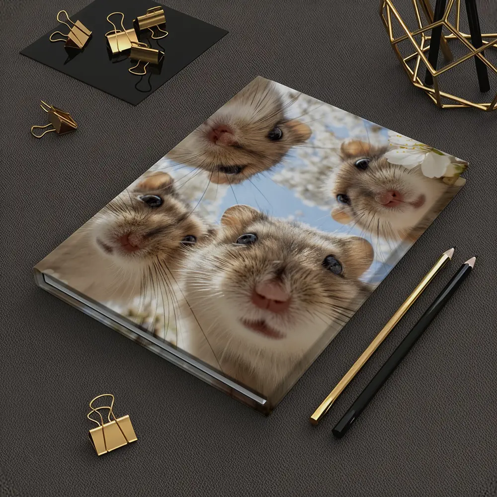 Four Hamsters Looking Up Cherry Blossoms – Notebooks