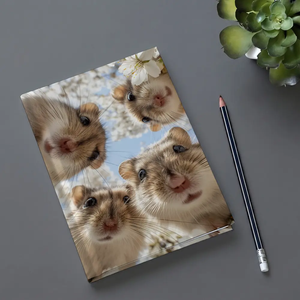 Four Hamsters Looking Up Cherry Blossoms – Notebooks