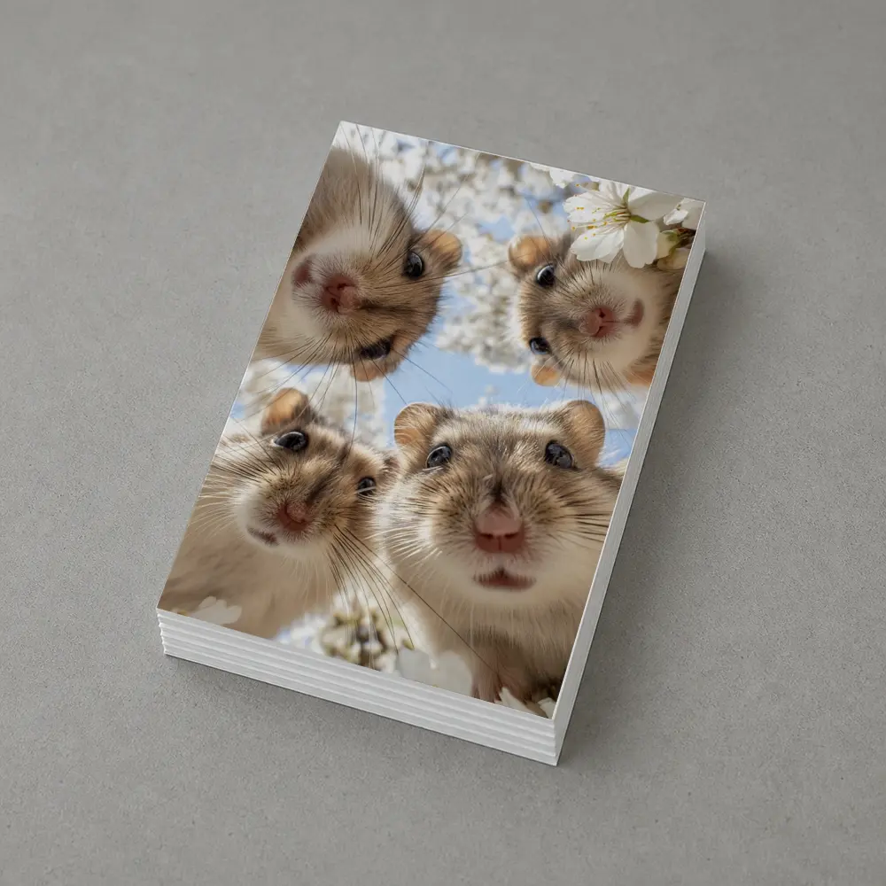 Four Hamsters Looking Up Cherry Blossoms – Postcards