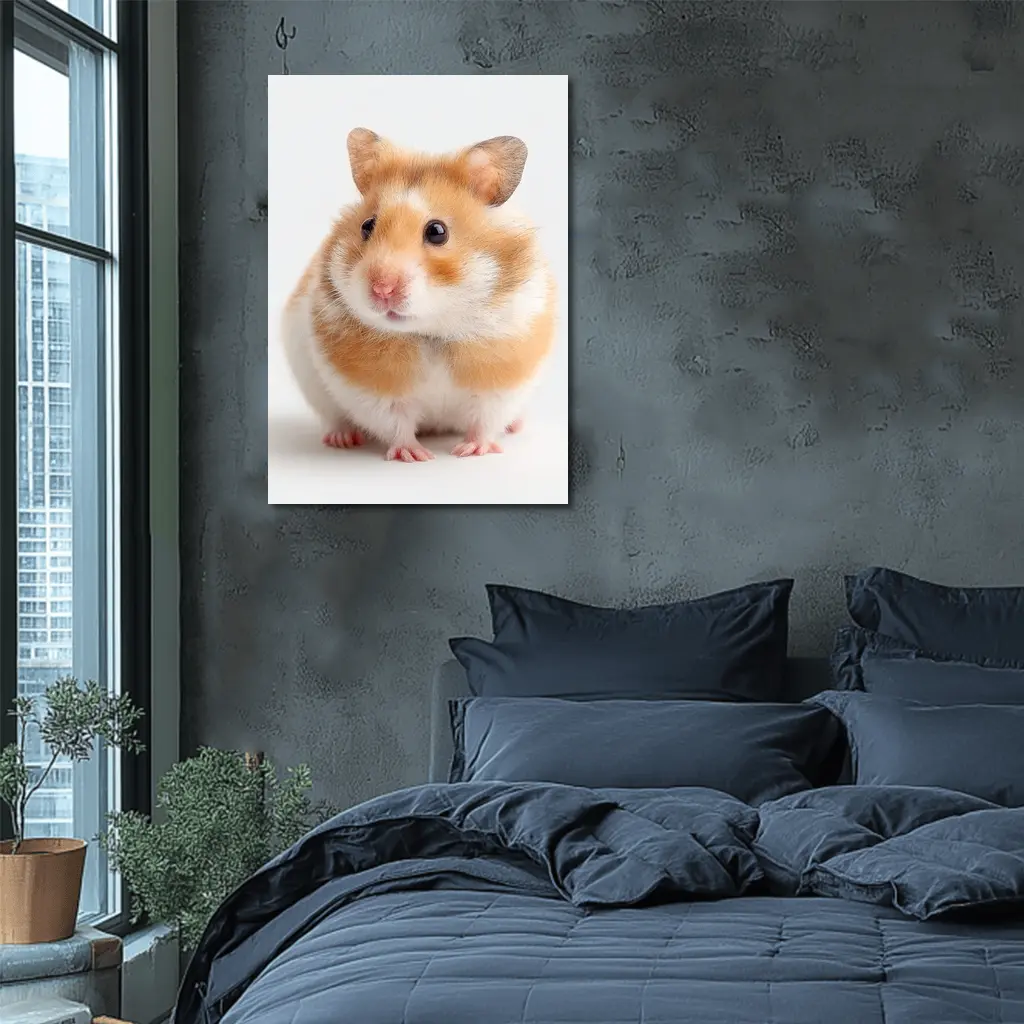 Fluffy Syrian Hamster On White Background – Wall Art
