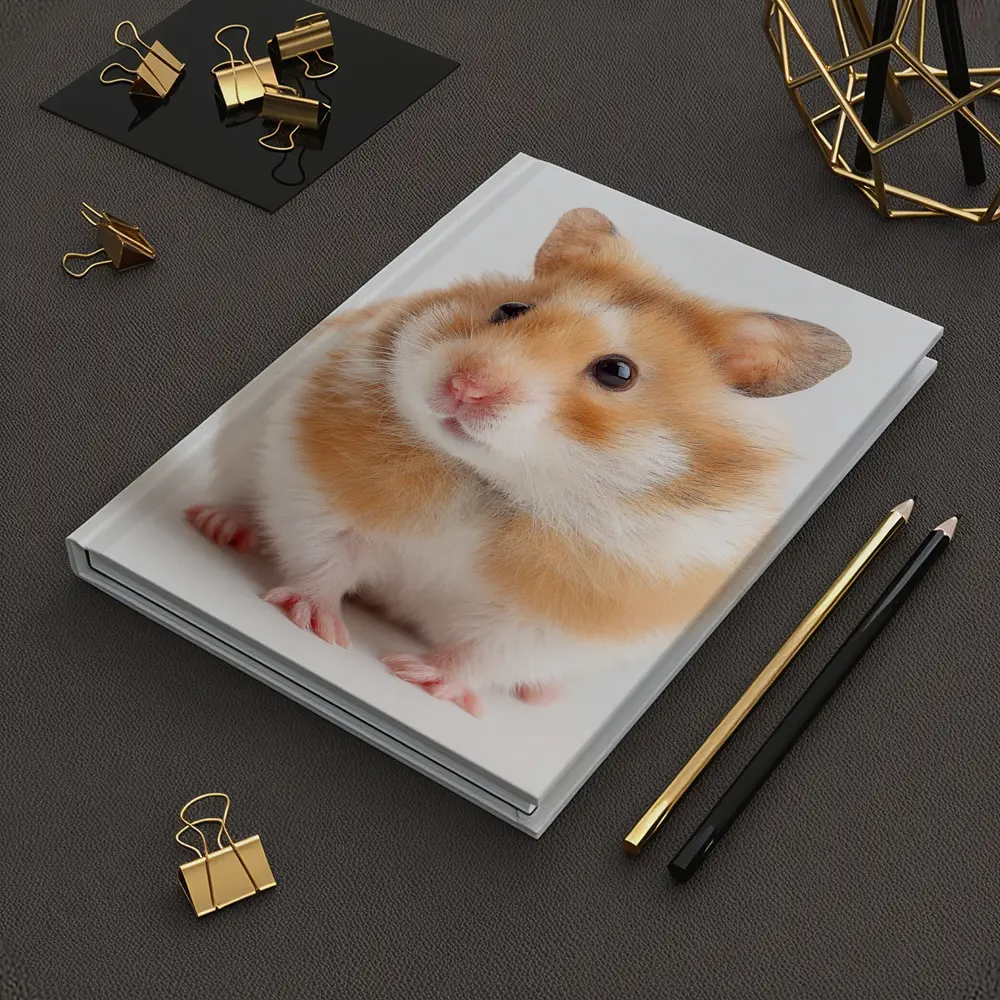 Fluffy Syrian Hamster On White Background – Notebooks