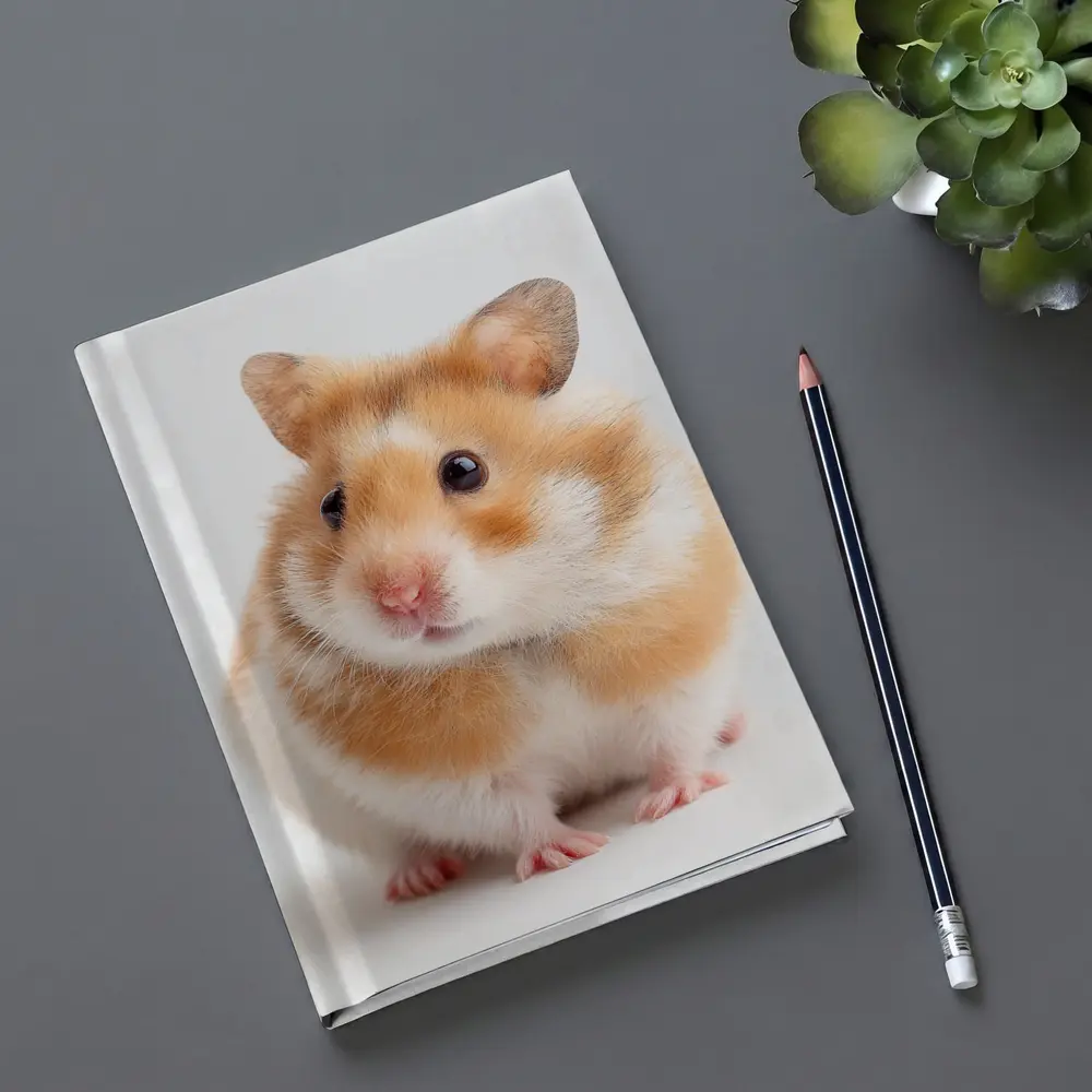 Fluffy Syrian Hamster On White Background – Notebooks