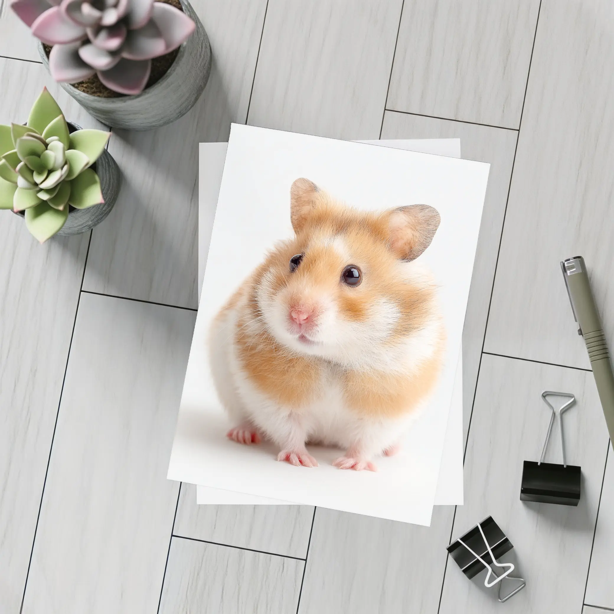 Fluffy Syrian Hamster On White Background – Postcards