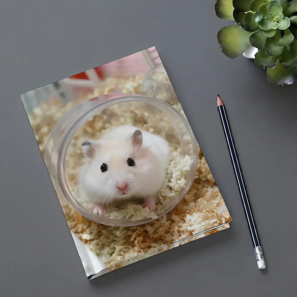 White Hamster Sitting Inside Clear Ball – Notebooks