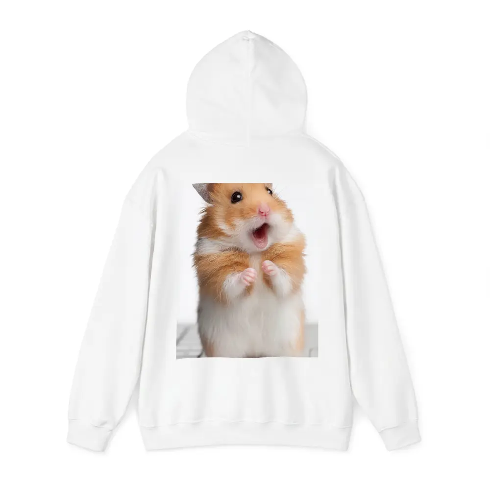Surprised Hamster Standing On Keyboard White – Hoodies