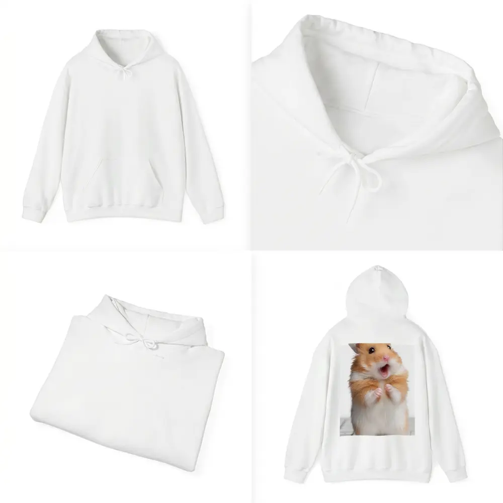 Surprised Hamster Standing On Keyboard White – Hoodies