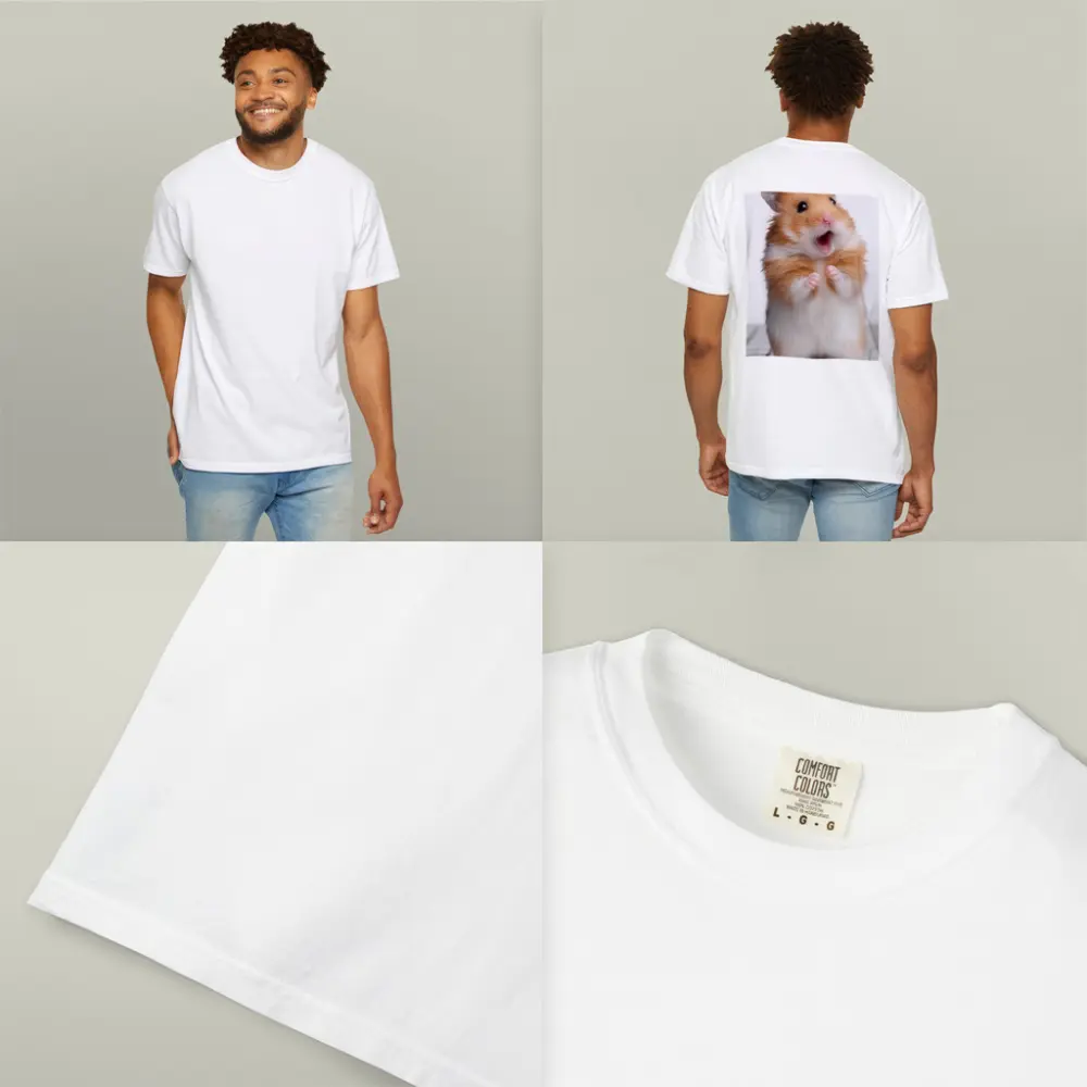 Surprised Hamster Standing On Keyboard White – T-Shirts