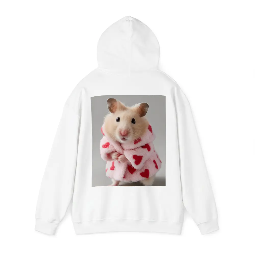 Cute Hamster Wearing Pink Heart Robe – Hoodies