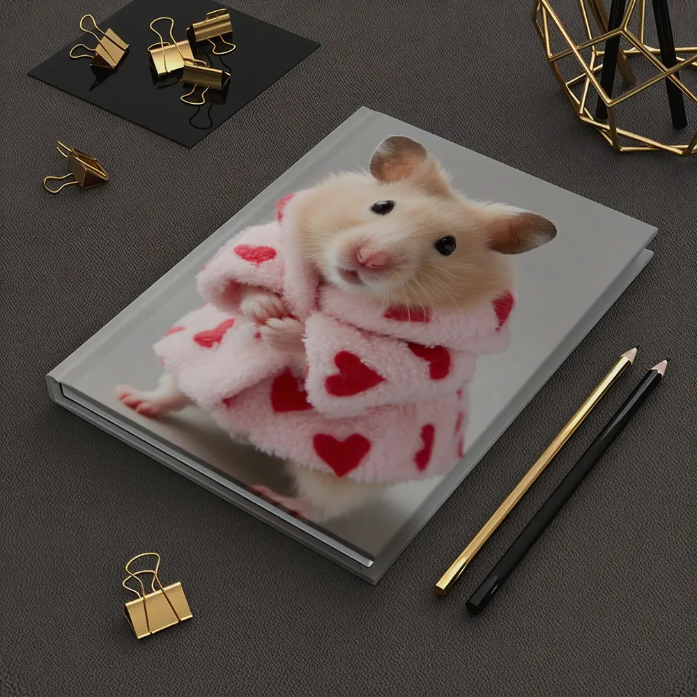 Cute Hamster Wearing Pink Heart Robe – Notebooks