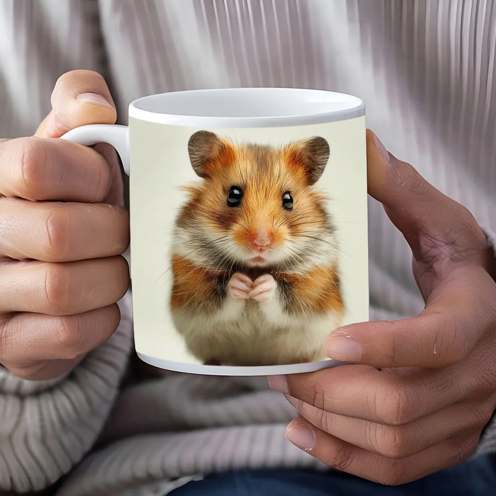 Syrian Hamster Portrait On White Background – Mugs